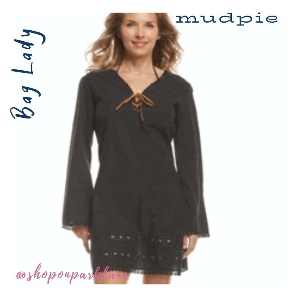 Mudpie Bag Lady Lace Trim Tunic Dress, Black